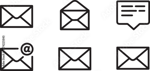 Email Message and Communication Outline Vector Icon Set