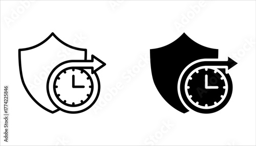 Long Term Protection thin line vector icon set on white background