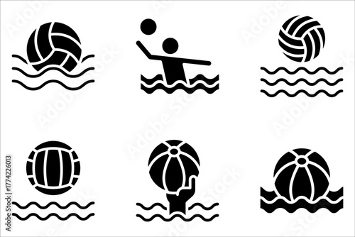waterpolo icon set from sports collection. Thin linear waterpolo, pool, water outline icon isolated on white background.