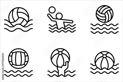 waterpolo icon set from sports collection. Thin linear waterpolo, pool, water outline icon isolated on white background.