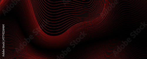 Contemporary technology cover design set. Luxury background with red line pattern (guilloche curves). Premium vector tech backdrop for business layout, digital certificate, formal brochure template