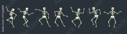 Dancing Skeletons Row Halloween Animated Bones and Funny Skeletons
