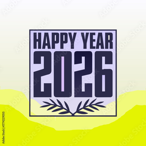 Happy New Year 2026 bold condensed black font celebration 1