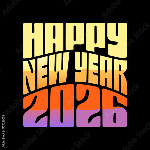 Happy New Year 2026 bold condensed black font text