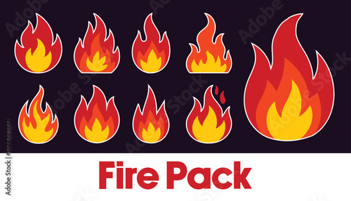 Stylized Fire Flame Icons Collection