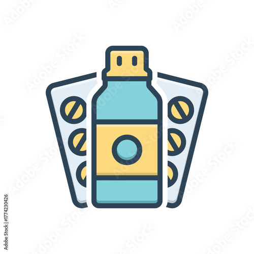 Color illustration  icon for medications
