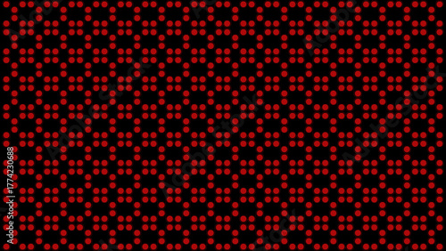 Bold Red Dot Seamless Geometric Grid Pattern on Black
