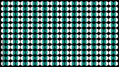 Seamless 3D Cube Isometric Geometric Pattern in Teal and Black