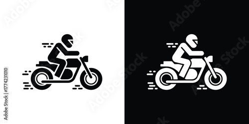 Motorbike Rider Silhouette Icon on Transparent Background Motorcycle Sport
