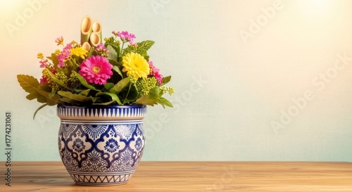 Wallpaper Mural A beautiful bouquet of pink and purple flowers in a vase on a table, a lovely floral decoration and still life arrangement Torontodigital.ca