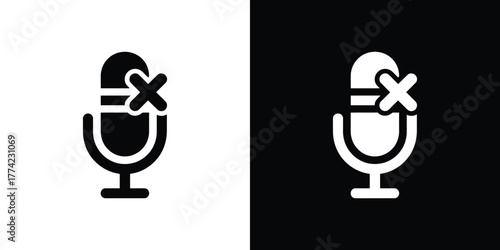 Muted Microphone Icon, Sound Off, Isolated Symbol with Toggle, Transparent PNG, Rounded Shape