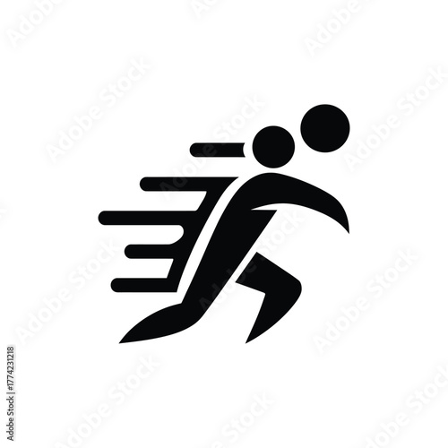 Running Figure Silhouette with Motion Lines on Transparent Background Icon Design