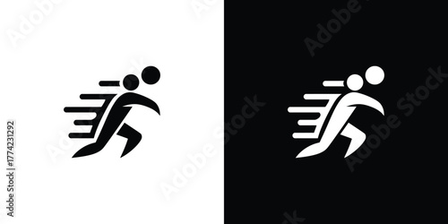 Speedy Figure Running, Motion Lines, Monochrome Icon, Silhouette, Fast Action, Transparent