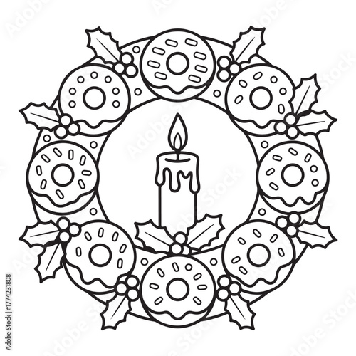 cute candle with holly bold & easy cute christmas coloring page, Whimsical Gingerbread House Coloring Pages for Kids & Adults, Christmas Coloring Pages, bold & easy cozy winter coloring book pages, 