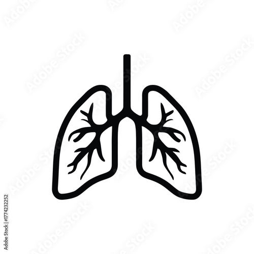 Black Pulmonary Lungs Silhouette With Transparent Background Outline Anatomy Icon