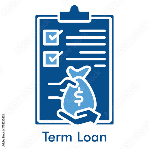 Term Loan Icon in Duotone Solid Style. Vector Illustration