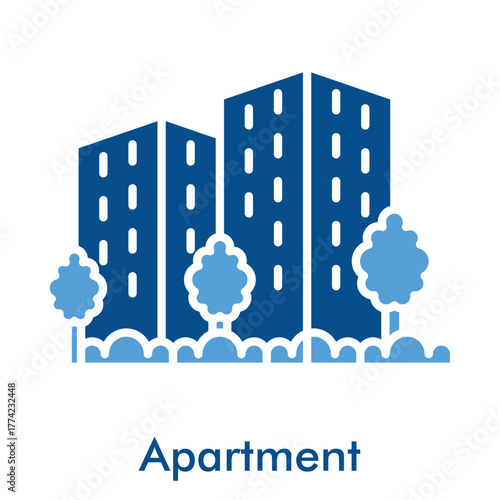 Apartment Icon in Duotone Solid Style. Vector Illustration