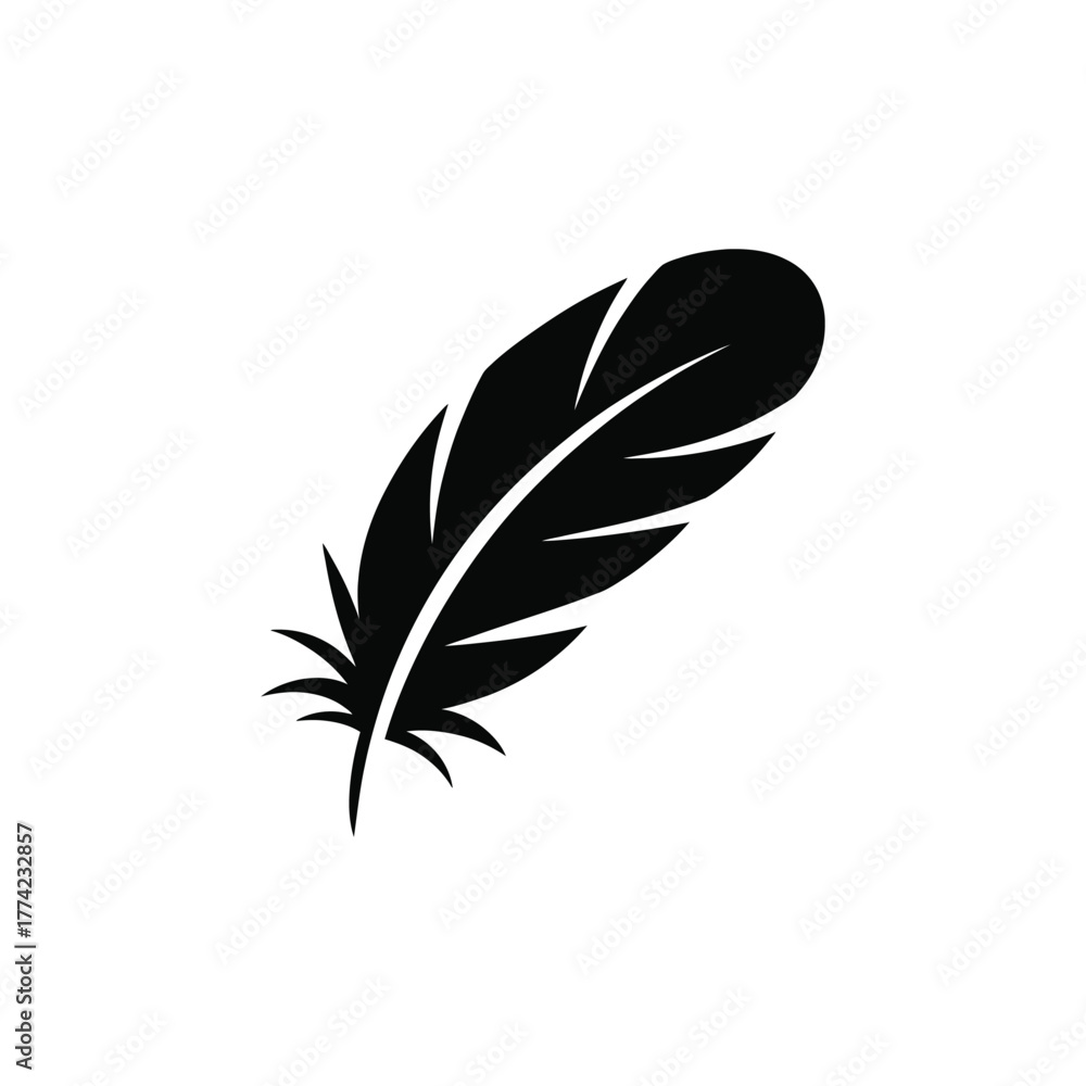 Fototapeta premium Graceful Feather Silhouette Design On Transparent Background For Creative Projects