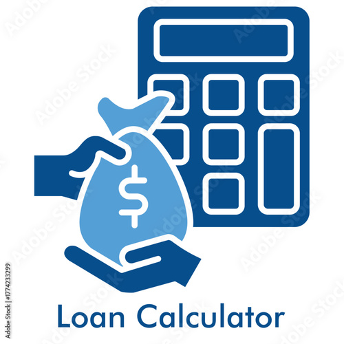 Loan Calculator Icon in Duotone Solid Style. Vector Illustration