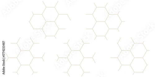 Seamless geometric hexagon pattern design with a honeycomb texture and 3D cell structure