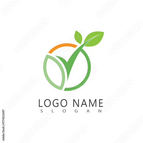 Leaf mint logo vector template