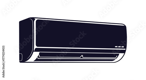 Modern wall mounted air conditioner unit in a clean silhouette style for cooling and climate control