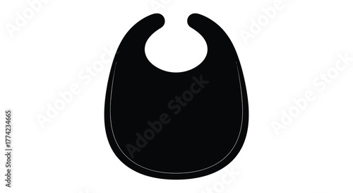 Simple black silhouette of a baby bib a common infant accessory for feeding presented as a clean graphic icon silhouette