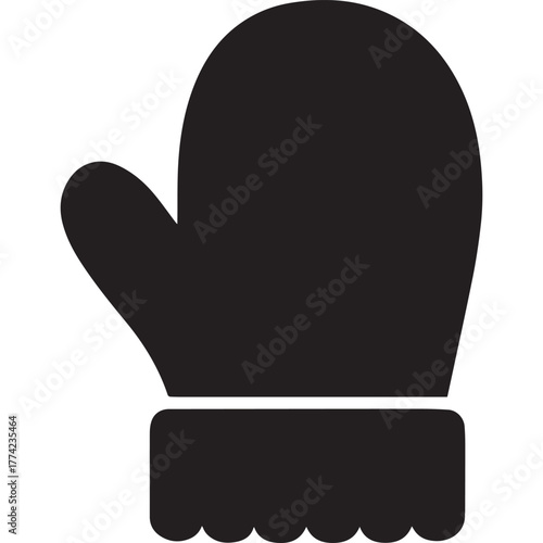 mitten winter glove black shape icon silhouette vector flat illustration design on white background