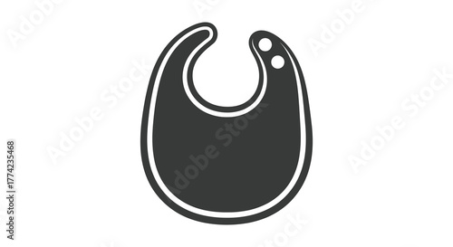 Simple black silhouette of a baby bib with two small circles at the top for fastening