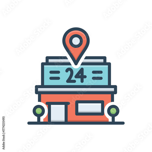 Color illustration icon for convenient location