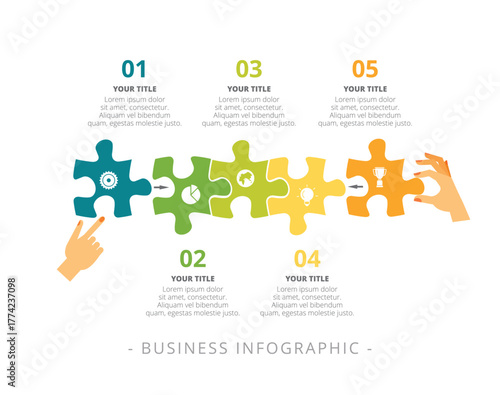 Process Chart with Five Steps Template