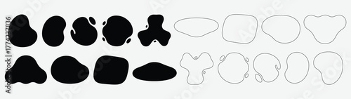 Organic abstract blob shape frame. Liquid curved round form background with soft wavy oval pattern. Vector illustration.