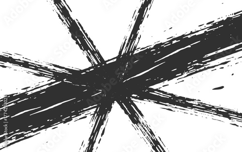 Abstract Black and White Broken Glass Texture with Sharp Lines.Abstract black ink brush strokes, raw texture, scribbles, grunge style, vector, bold, isolated