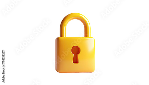 3D rendered golden padlock, floating against a black background