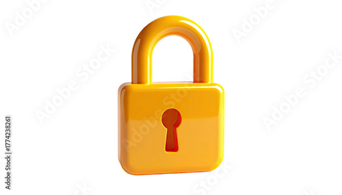 A shiny, golden padlock with a keyhole, isolated on a black background