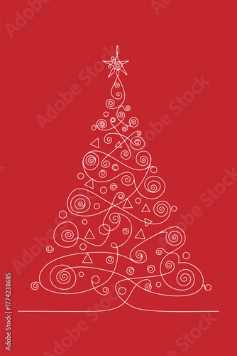 line drawing of a christmas tree