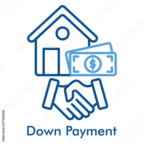 Down Payment Icon in Outline Color Style. Vector Illustration