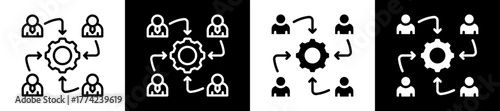 Employee Engagement Icon Set In Black And White Filled Style Collection