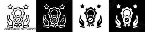 Quality Management Icon Set In Black And White Filled Style Collection