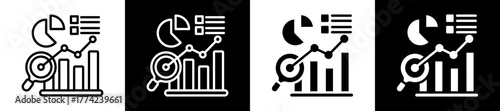 Trend Analysis Icon Set In Black And White Filled Style Collection