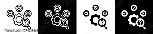 Corrective Action Icon Set In Black And White Filled Style Collection