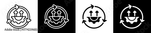 Continual Improvement Icon Set In Black And White Filled Style Collection