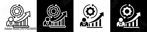 Process Improvement Icon Set In Black And White Filled Style Collection