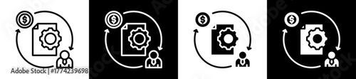 Project Management Icon Set In Black And White Filled Style Collection