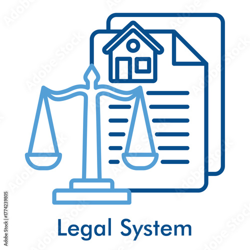 Legal System Icon in Outline Color Style. Vector Illustration