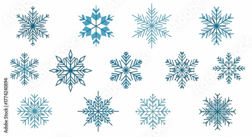 Vector collection of blue snowflakes, a winter wonderland design element for festive season