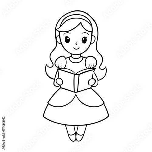 Alice sits peacefully, lost in her favorite book, surrounded by imagination and wonder. A delightful coloring page for kids who love reading and storytelling adventures.
