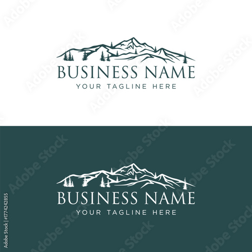 silhouette mountain peak logo design