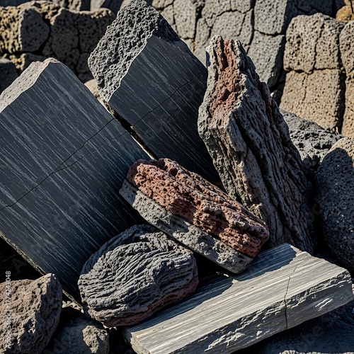 Pile of Volcanic Rocks - A Study in Texture and Form.