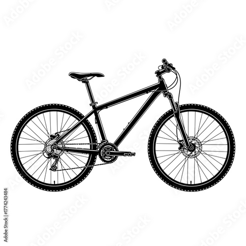 Mountain Bike Silhouette Vector | Off-Road Bicycle Illustration | Cycling Sports Icon